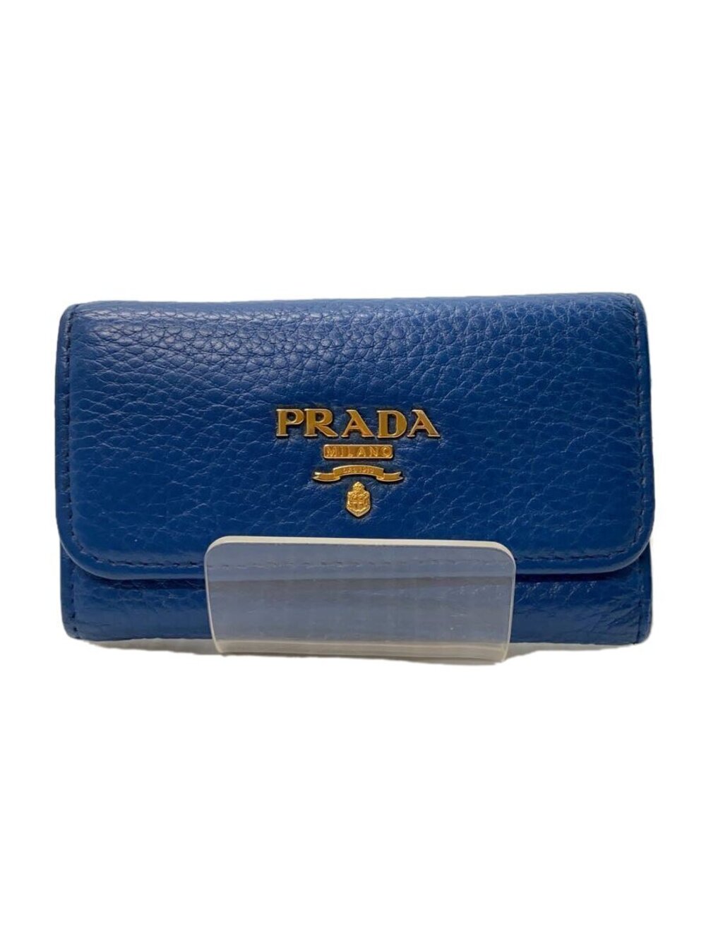 Prada Key Case Wallet Leather Indigo Blue